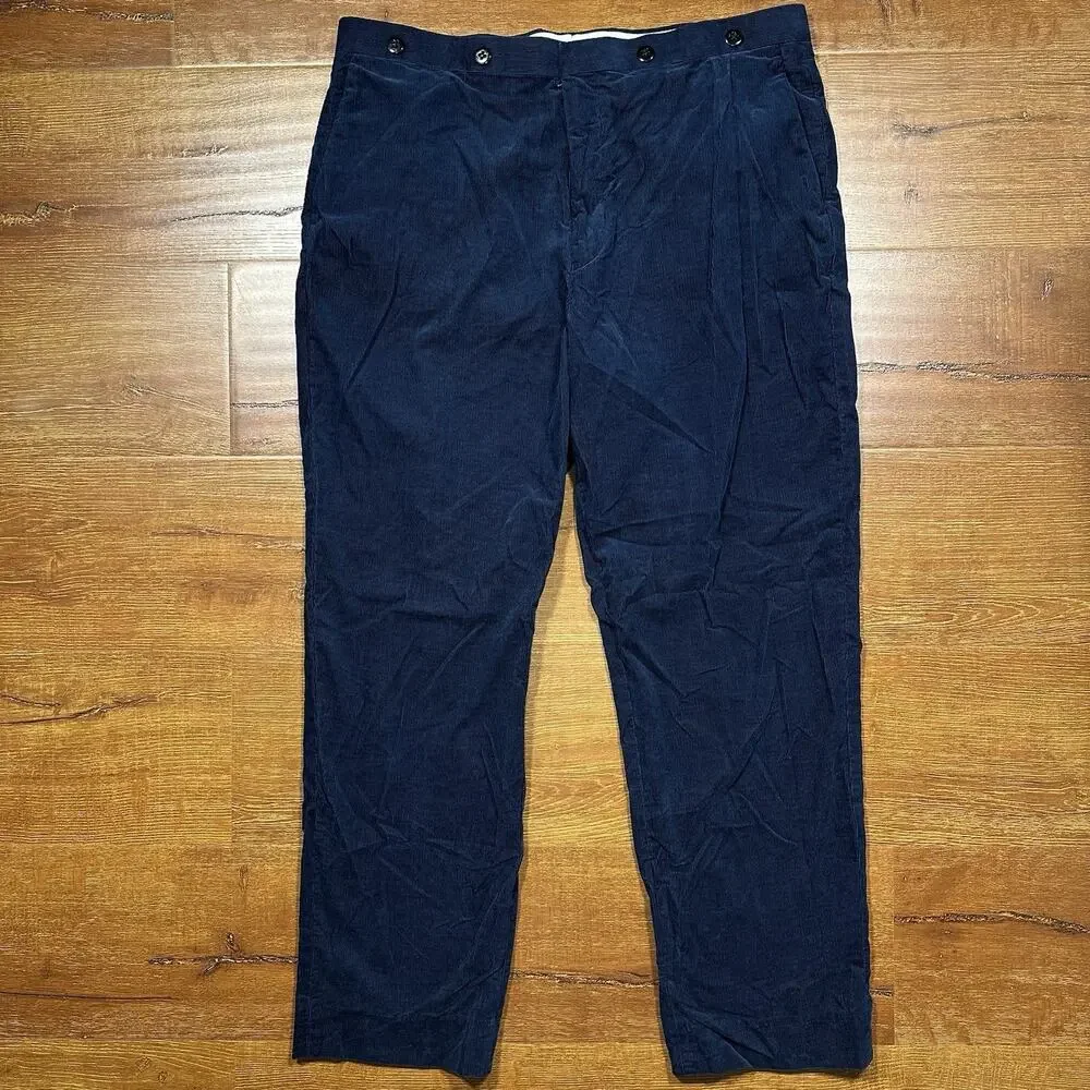 J Crew Kenmare Corduroy Pants Mens 36x30 Blue Trousers Duca Visconti Old Money